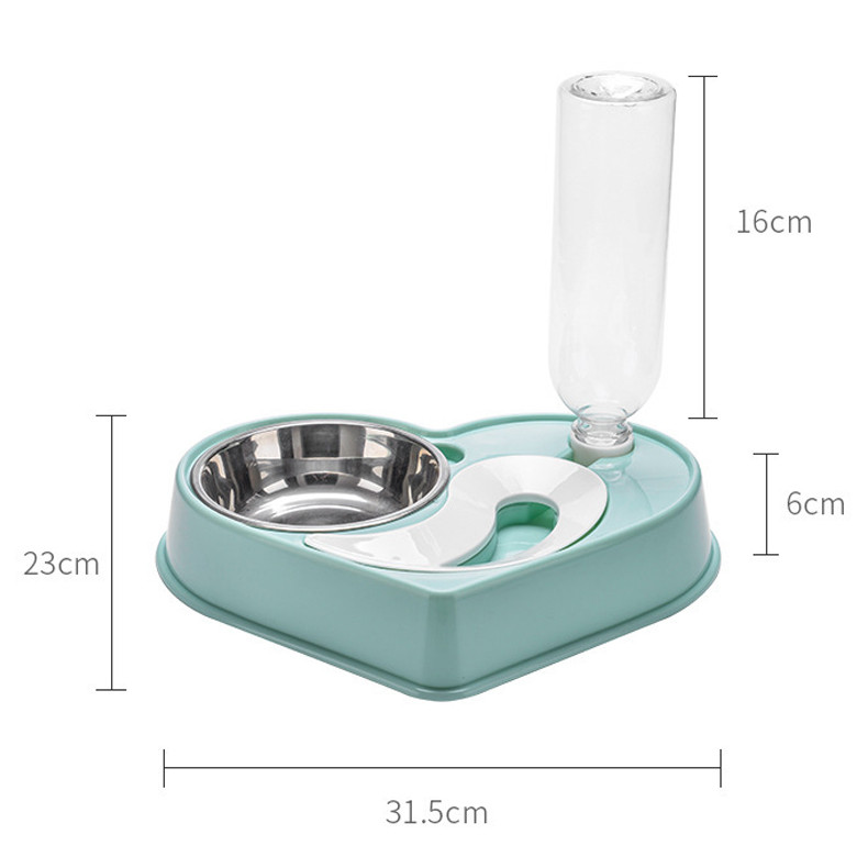 Годівниця з автоматичною напувалкою для домашніх тварин Dog Cat Bowl ∙ Миска – автонапувалка у формі серця для котів та собак - мініатюра 4