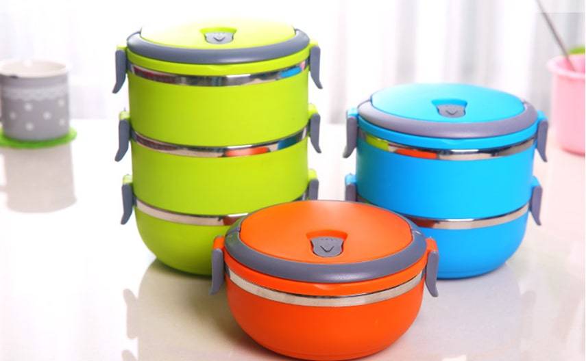 Набір контейнерів для зберігання продуктів Lunchbox Three Layers Ланчбокс для їжі з нержавіючої сталі 2 в 1 - мініатюра 2