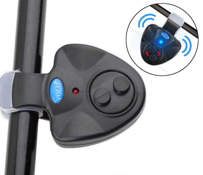 Електронний сигналізатор клювання на прищіпці на вудку YOLO Рибальський звуковий та світловий сигнал – індикатор кльову