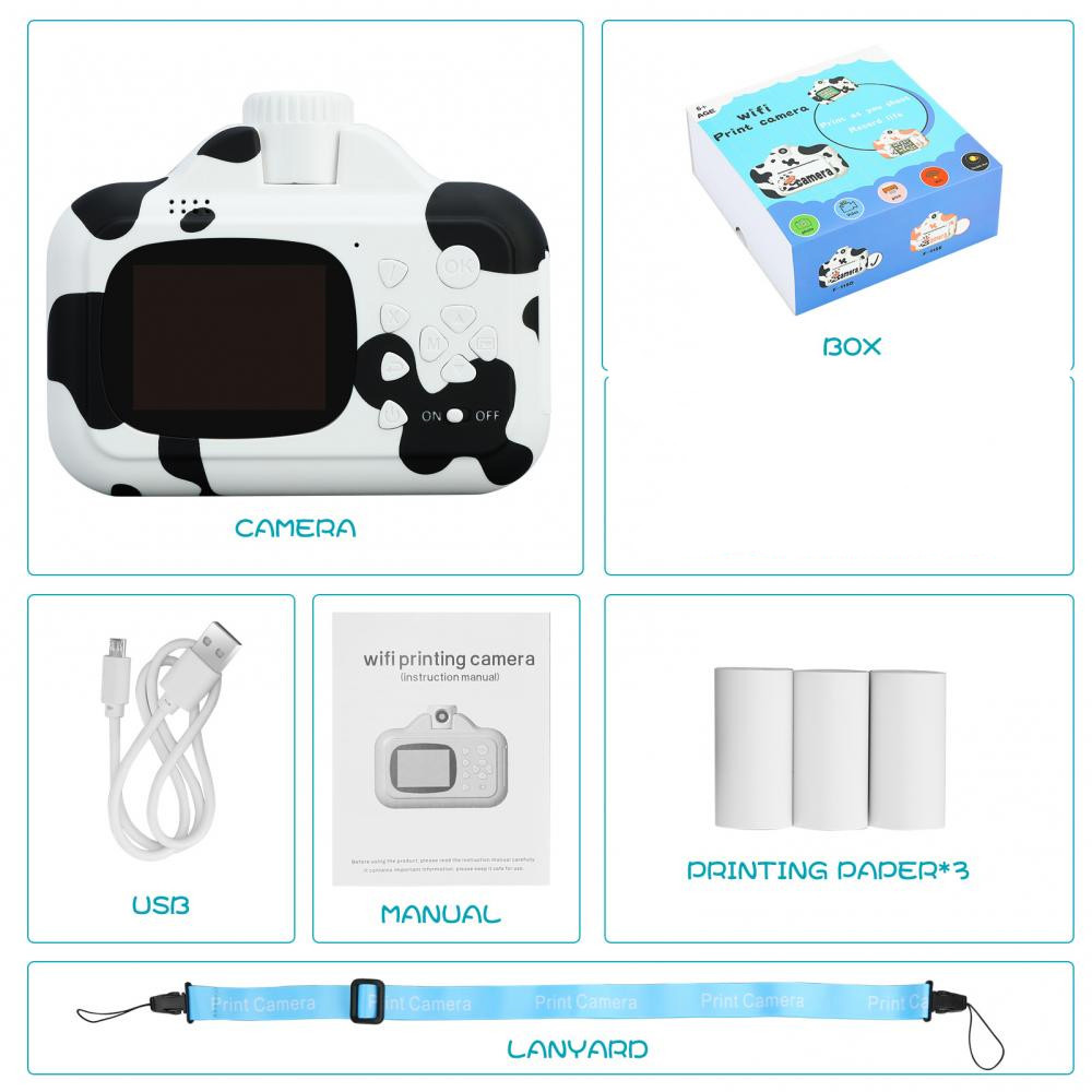 Дитячий фотоапарат з миттєвим друком фотографій Wi Fi Print Camera Фотокамера з вбудованим принтером для миттєвих знімків - мініатюра 8