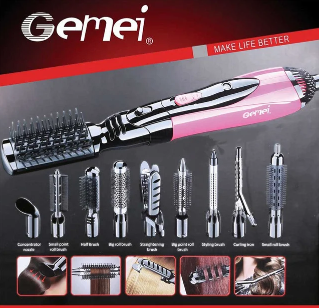 Повітряний мультистайлер 10 в 1 GEMEI GM-4835 Professional Hot Air Styler Багатофункціональний стайлер з насадками для укладки волосся - мініатюра 7