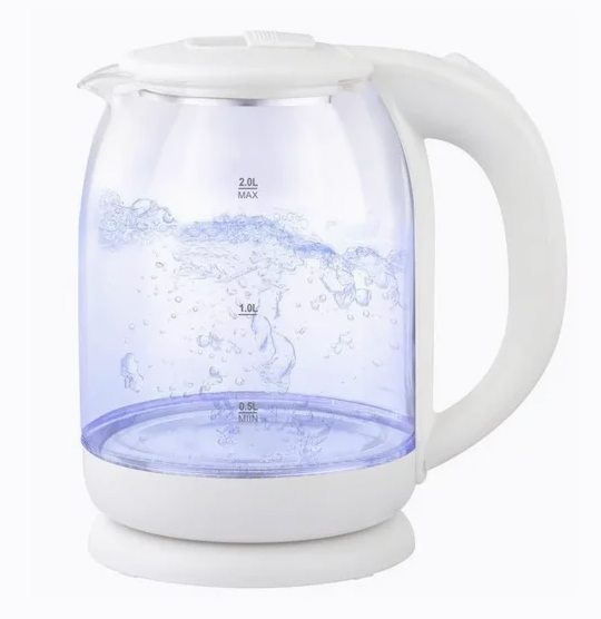 Електричний чайник Goldteller MG-06 скляний електрочайник з підсвіткою води, 1.8 л Білий/чорний