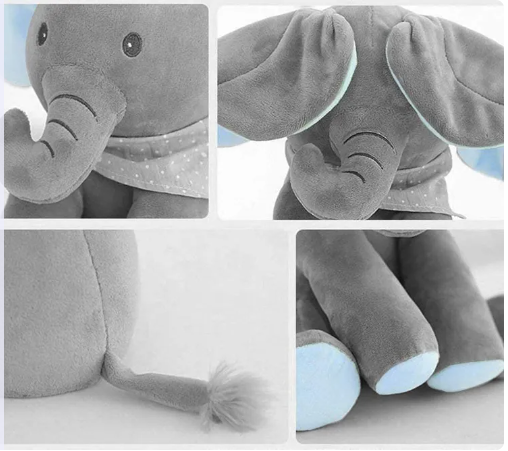 Плюшева розмовляюча іграшка Слонік Peekaboo ∙ Інтерактивна музична іграшка Розумний слоник - мініатюра 3