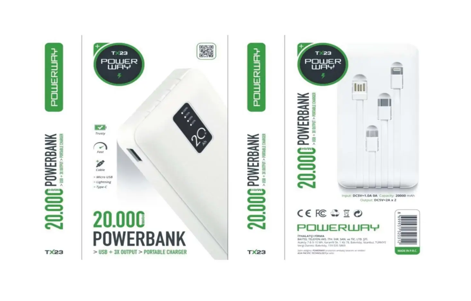Зовнішній акумулятор TX23 Power Bank 20000 mAh Портативний зарядний пристрій Повербанк - мініатюра 5