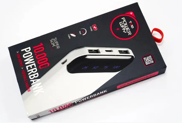 Зовнішній акумулятор Powerway TX10 10000mAh Портативний зарядний пристрій Li-Ion Powerbank Повербанк із цифровим дисплеєм - мініатюра 4