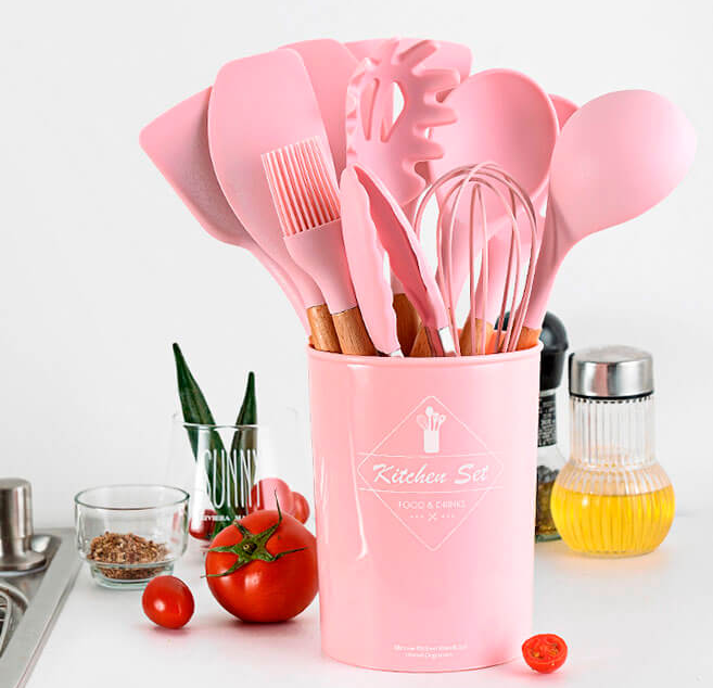 Набір кухонного приладдя Kitchen Set, 12 предметів ∙ Силіконові аксесуари для кухні з підставкою - мініатюра 5