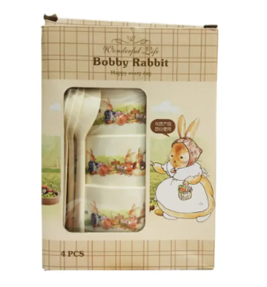 Дитячий набір посуду Bobby Rabbit, 4 тарілки з ложечками - мініатюра 4