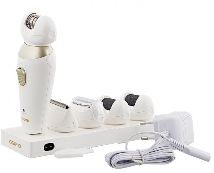 Епілятор Gemei GM-7005 5 в 1: Бритва, триммер, епілятор + 2 насадки - пемзи для шліфування шкіри - мініатюра 2