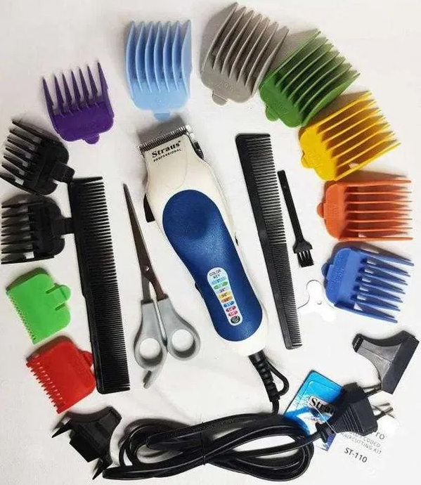 Машинка для стрижки волосся Straus ST-110 з 12 насадками в кейсі