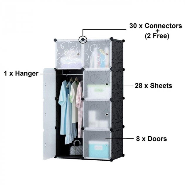 Складна шафа Storage Cube Cabinet МР 28-51 Пластиковий органайзер - шафа для речей, 146х76x37 см - мініатюра 4