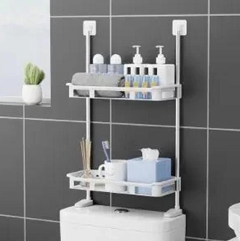 Подвійна туалетна полиця - органайзер STOREY TOILET RACK Стійка з поличками над унітазом, 31х20х5 см