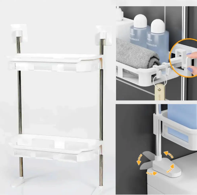Подвійна туалетна полиця - органайзер STOREY TOILET RACK Стійка з поличками над унітазом, 31х20х5 см - мініатюра 3