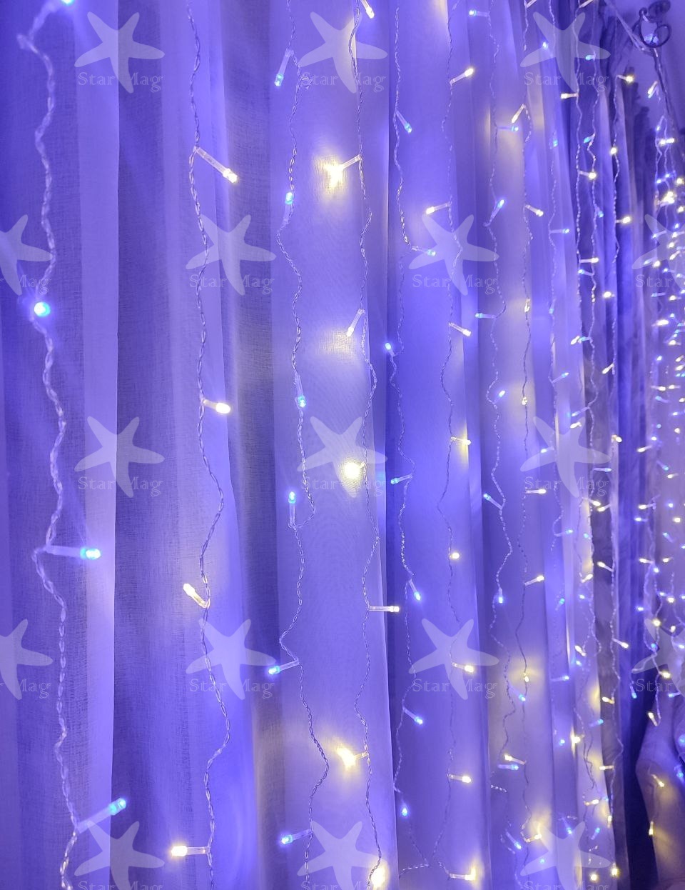 Комплект гірлянд "Україна" 2 в 1 Гірлянда штора на вікно 212 LED 3х2м Синій жовтий колір, 2 шт в наборі - мініатюра 2