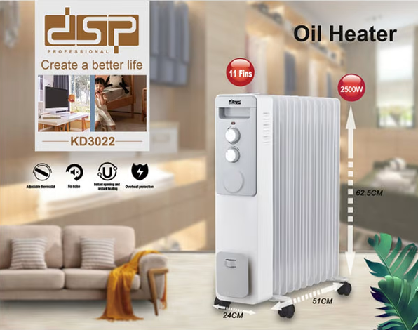 Масляний обігрівач радіаторний DSP KD3022 ∙ Портативна пересувна батарея для дому, 2500 Вт - мініатюра 3
