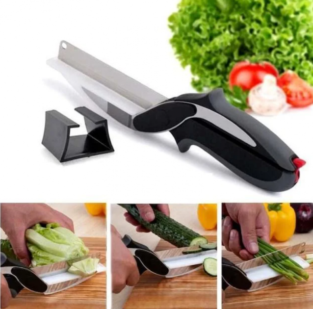 Кухонний ніж - ножиці Clever Cutter JN-59 TV One для швидкого нарізання та шаткування - мініатюра 3