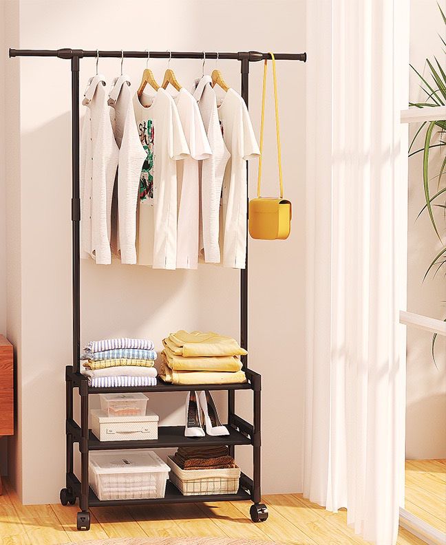 Пересувна стійка - вішалка для одягу Multifunctional Integrated frame з полицями, на коліщатках