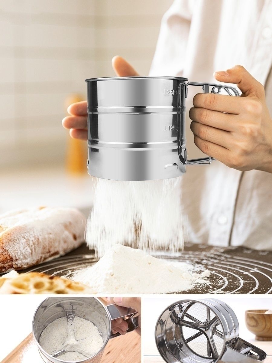 Кружка – сито для борошна ∙ Ручний просіювач з нержавіючої сталі, 250 мл - мініатюра 2