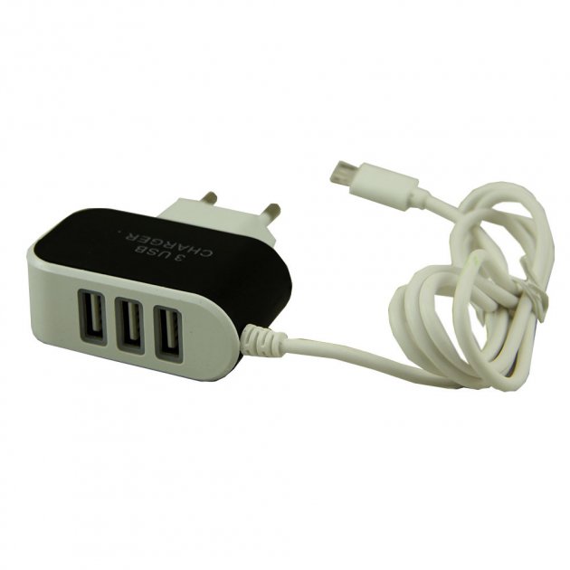 Зарядний пристрій USB 8600 MICRO V8 ∙ Блок живлення – хаб з адаптером для зарядки на 3 USB порти - мініатюра 2