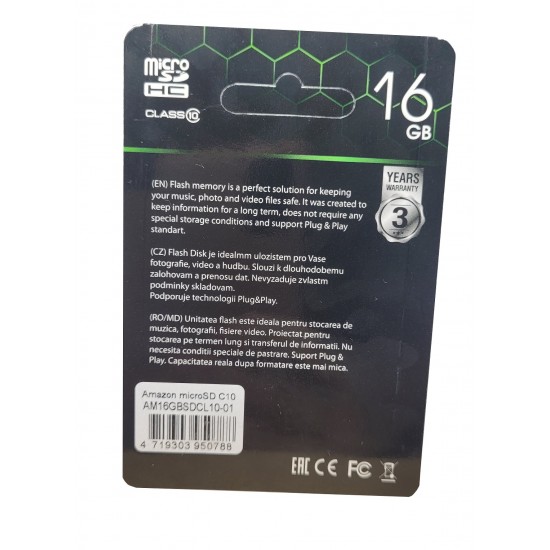 Карта пам'яті Micro SDHC 16GB Amazon pro microSD Мікро СД картка з адаптером - мініатюра 4