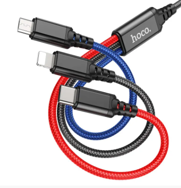 Кабель HOCO X76 Combo 3-in-1 Lightning / Micro-USB / Type-C ∙ Зарядний універсальний USB провід шнур 3 в 1 для заряджання Android / iPhone - мініатюра 2