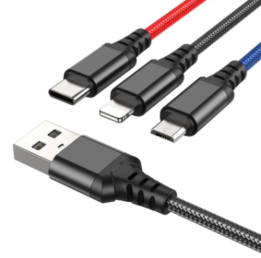 Кабель HOCO X76 Combo 3-in-1 Lightning / Micro-USB / Type-C ∙ Зарядний універсальний USB провід шнур 3 в 1 для заряджання Android / iPhone - мініатюра 3
