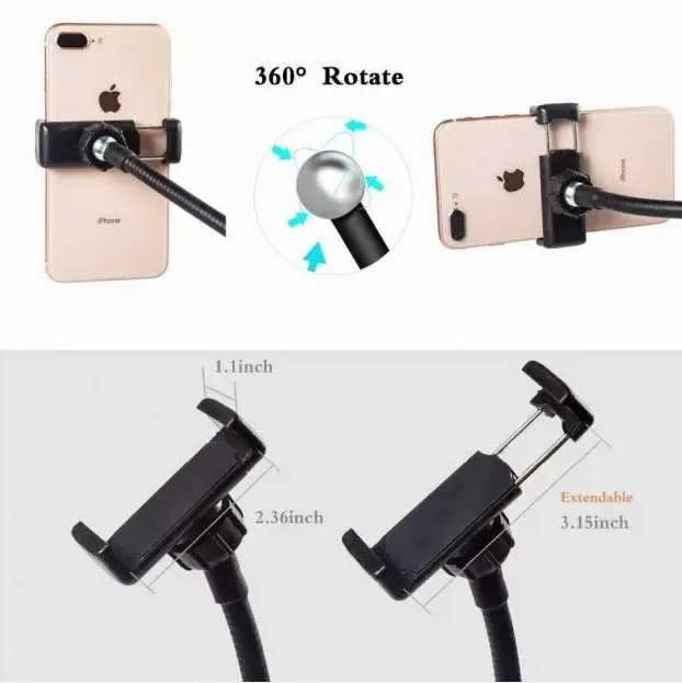 Набір блогера Professional Live Stream Кільцева світлодіодна LED лампа – кільце з гнучким тримачем телефону ∙ Тепле/холодне світло ∙ USB підключення - мініатюра 5