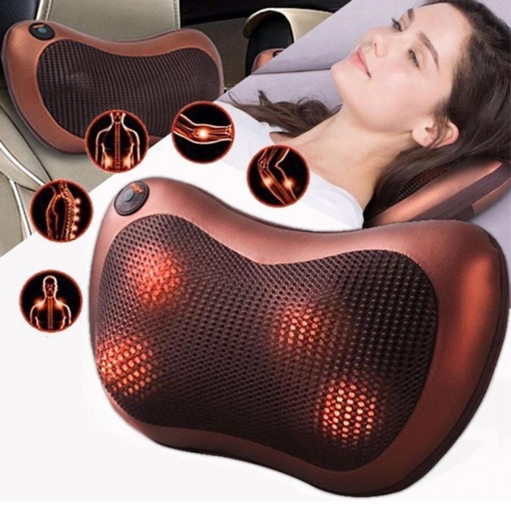 Роликова масажна подушка Massage Pillow Масажер для спини та шиї та інфрачервоним прогріванням - мініатюра 2