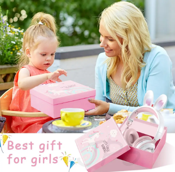 Дитячі навушники з вушками кролика Picun B12 ∙ Бездротові стерео навушники «Зайчик» з мікрофоном та LED підсвічуванням ∙ Чорні / Рожеві - мініатюра 6