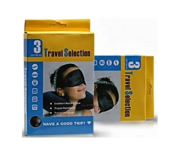 Набір для подорожей Travel Selection 3 в 1 Надувна подушка – комір на шию / Маска на очі / Беруші для вух - мініатюра 4