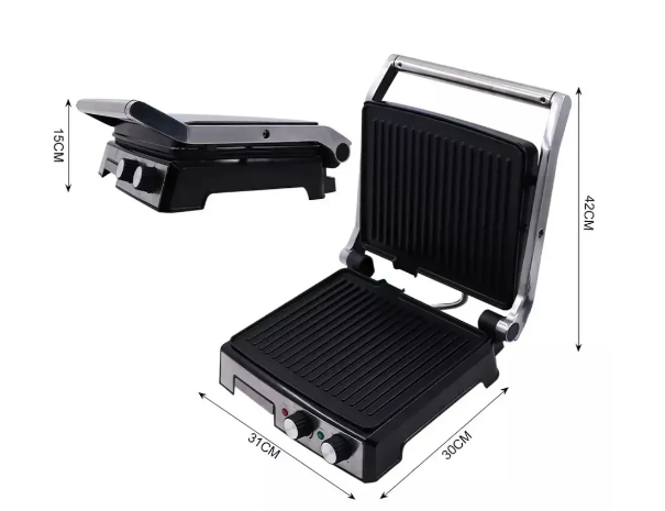 Контактний притискний гриль BITEK 2681 Електричний гриль з антипригарним покриттям, регулятором температури та таймером, 2800Вт - мініатюра 3
