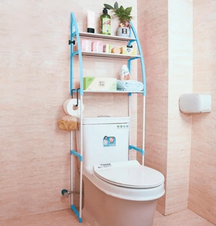 Підлогова стійка над туалетом з полицями ∙ Органайзер - стелаж для зберігання туалетного приладдя у ванну кімнату - мініатюра 5
