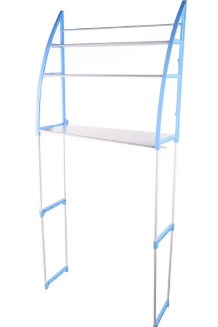 Підлогова стійка - органайзер над пральною машиною, 3 полиці | Етажерка з поличками для ванної кімнати | Рожева/блакитна - мініатюра 3