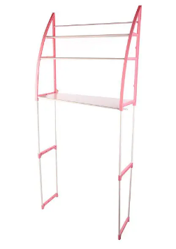 Підлогова стійка - органайзер над пральною машиною, 3 полиці | Етажерка з поличками для ванної кімнати | Рожева/блакитна - мініатюра 4