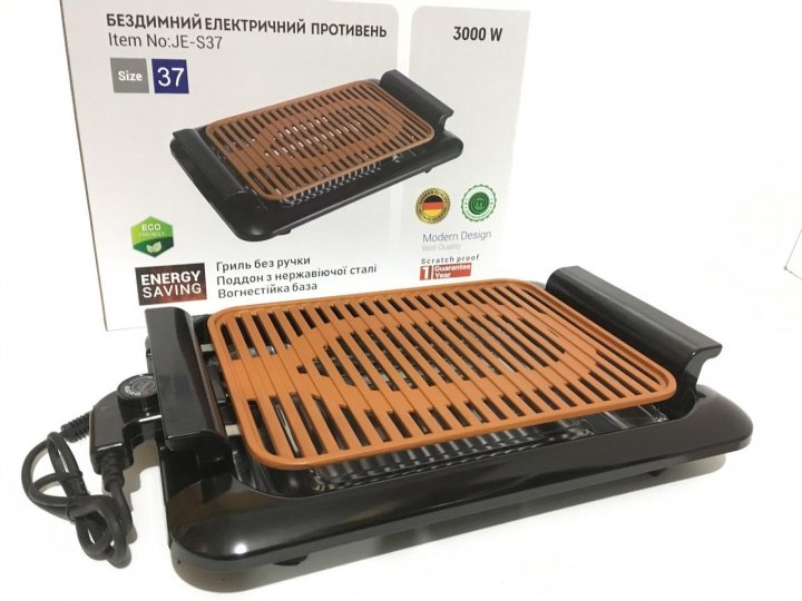 Електричний бездимний лист - деко для гриля UTM JE-S37 ∙ Домашній настільний електрогриль, 3000 Вт - мініатюра 5