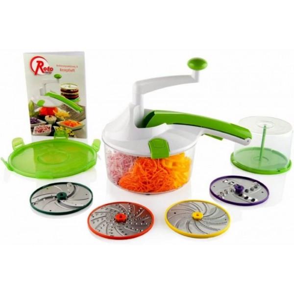 Кухонний подрібнювач Roto Champ ∙ Овочерізка - мультислайсер для нарізування та подрібнення овочів та фруктів 4 в 1 з контейнером