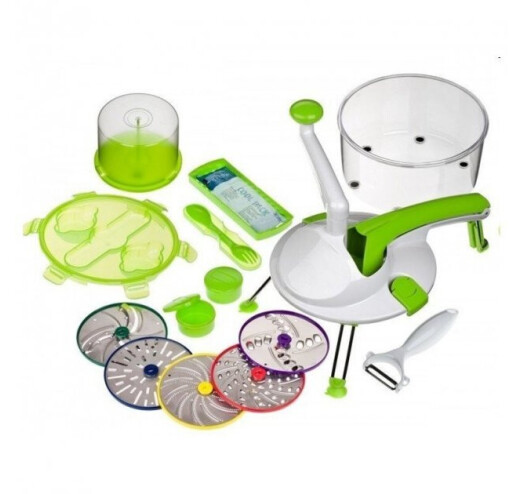 Кухонний подрібнювач Roto Champ ∙ Овочерізка - мультислайсер для нарізування та подрібнення овочів та фруктів 4 в 1 з контейнером - мініатюра 2