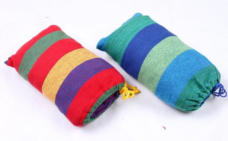 Гамак гавайський бавовняний двомісний, 120 x 200 см садовий посилений з дерев'яними планками поперечинами для дому, дачі, саду - мініатюра 3