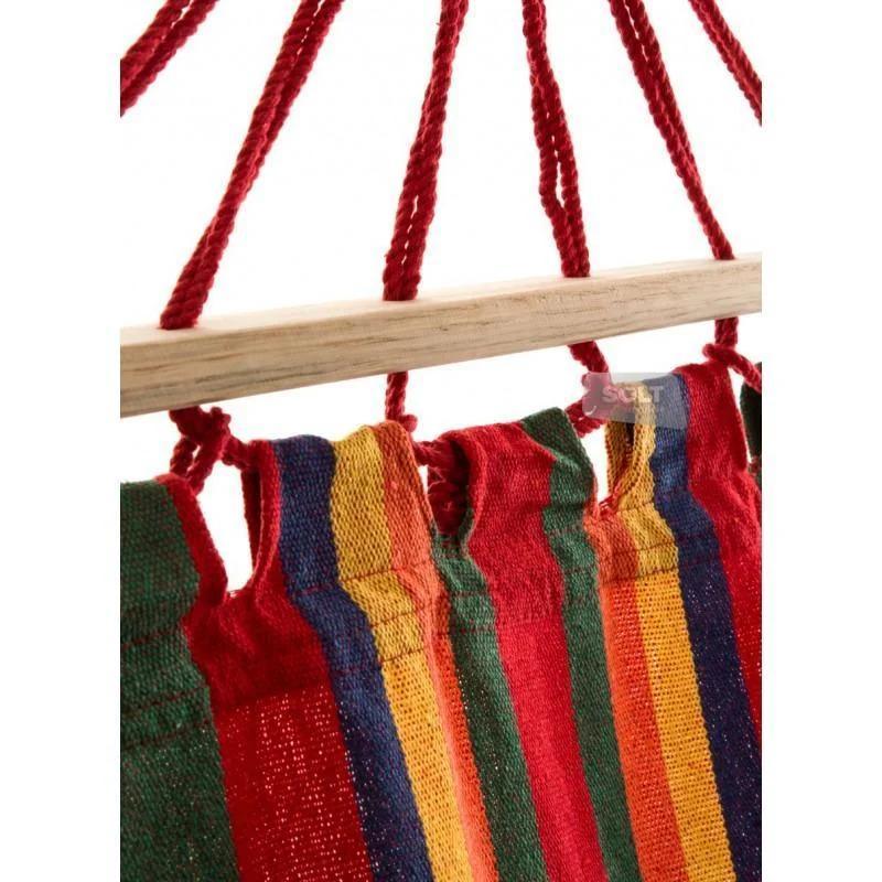 Гамак гавайський бавовняний двомісний, 120 x 200 см садовий посилений з дерев'яними планками поперечинами для дому, дачі, саду - мініатюра 5