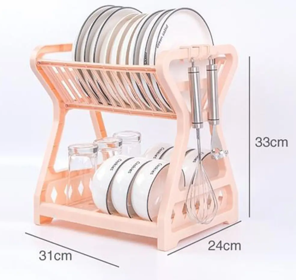 Двоярусна сушарка для посуду XL-157 Кухонний органайзер з екопластику - мініатюра 3