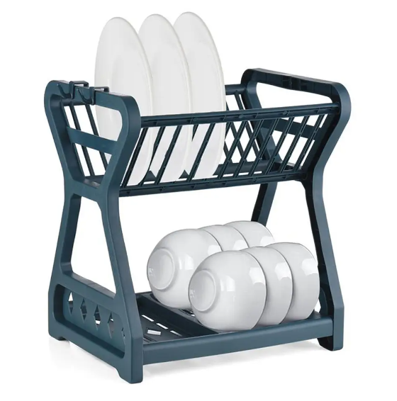 Двоярусна сушарка для посуду XL-157 Кухонний органайзер з екопластику - мініатюра 5