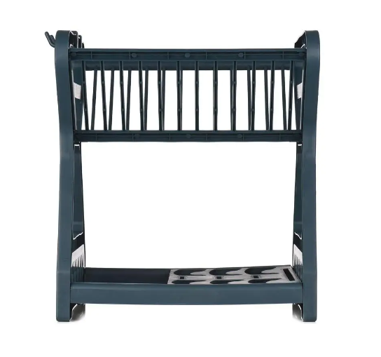 Двоярусна сушарка для посуду XL-157 Кухонний органайзер з екопластику - мініатюра 8