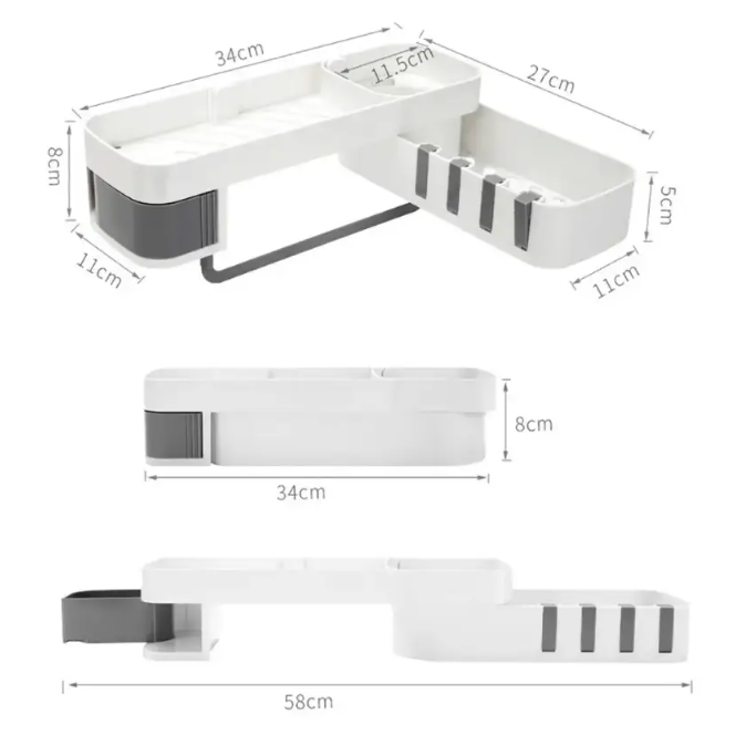 Поворотна кутова полиця - органайзер для ванної кімнати XL-159 - мініатюра 5