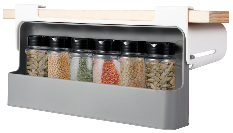 Навісний органайзер для спецій Under-shelf Spice Rack Набір баночок – спецівниць, 6 шт.