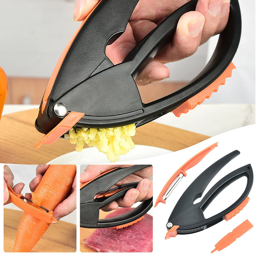 Прес для часнику Multifunctional Garlic Presser Часничниця + ніж для чищення овочів + паличка для очищення преса - мініатюра 6