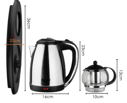 Електричний чайник із заварником на підставці RAF R-7899 2 в 1 Дисковий електрочайник + скляний чайник для заварювання - мініатюра 3