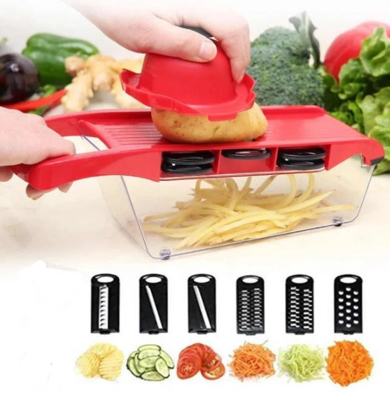 Овочерізка - мультислайсер Mandoline Slicer 6 in 1 · Тертка – шатківниця для овочів та фруктів з контейнером