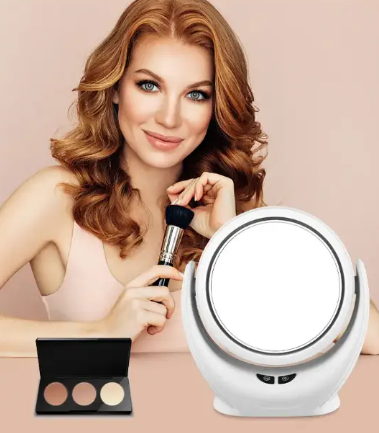 Портативне дзеркало для макіяжу з підсвіткою LED Mirror Lamp USB Настільне косметичне дзеркало - мініатюра 4