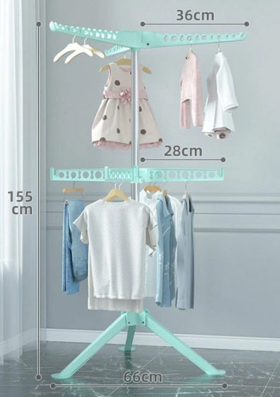 Підлогова сушарка для білизни з плічками для вертикального сушіння речей - мініатюра 2