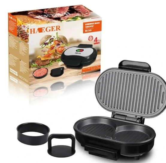 Електричний притискний гриль Бургер мейкер RAF 245, 750W Бутербродниця – котлетниця – гриль для бургерів - мініатюра 3