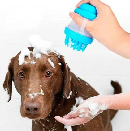 Щітка для миття тварин Cleaning Device The Gentle Dog Washer з силіконовими ворсинками для купання та масажу собак та кішок - мініатюра 3